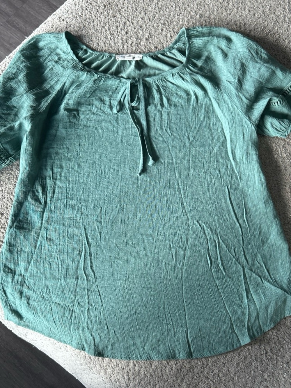 Relaxed Tie-Front Blouse in Light Teal